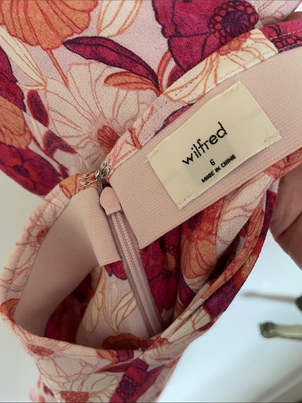 Wilfred Floral Scoop Neck Slip Dress in Light Pink and Magenta - Picture 4 of 7
